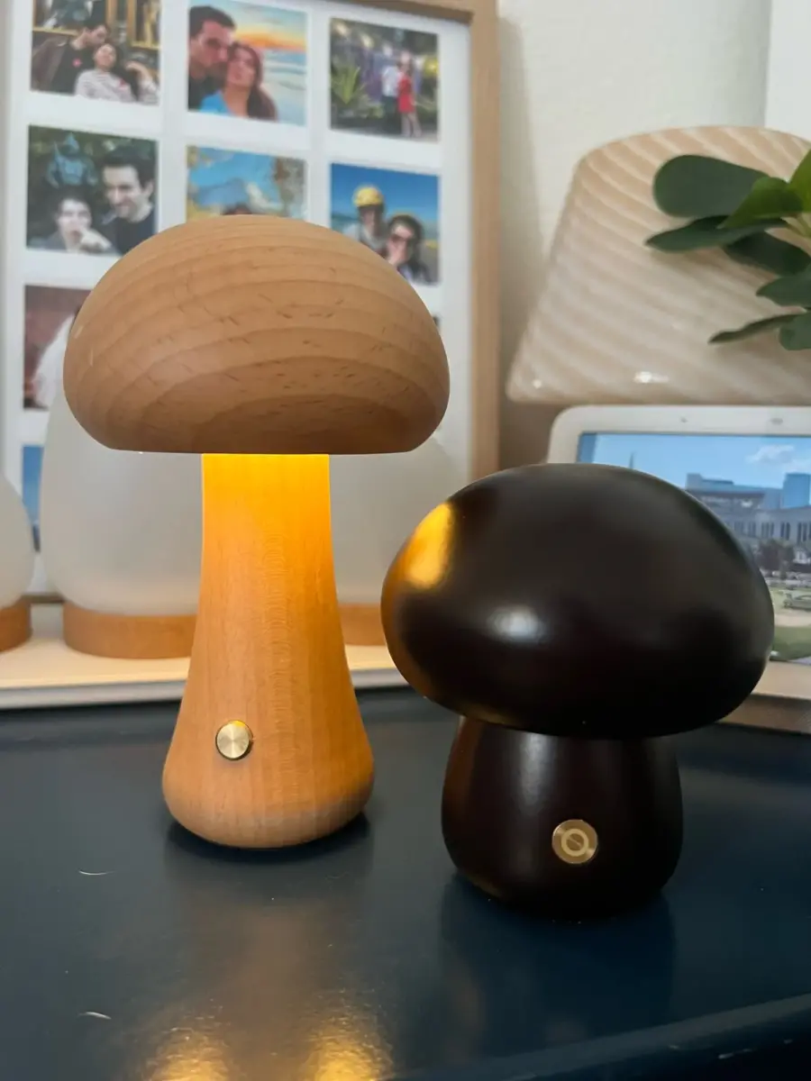 Mushroom Table Lamp, Night Light Wooden Texture photo review