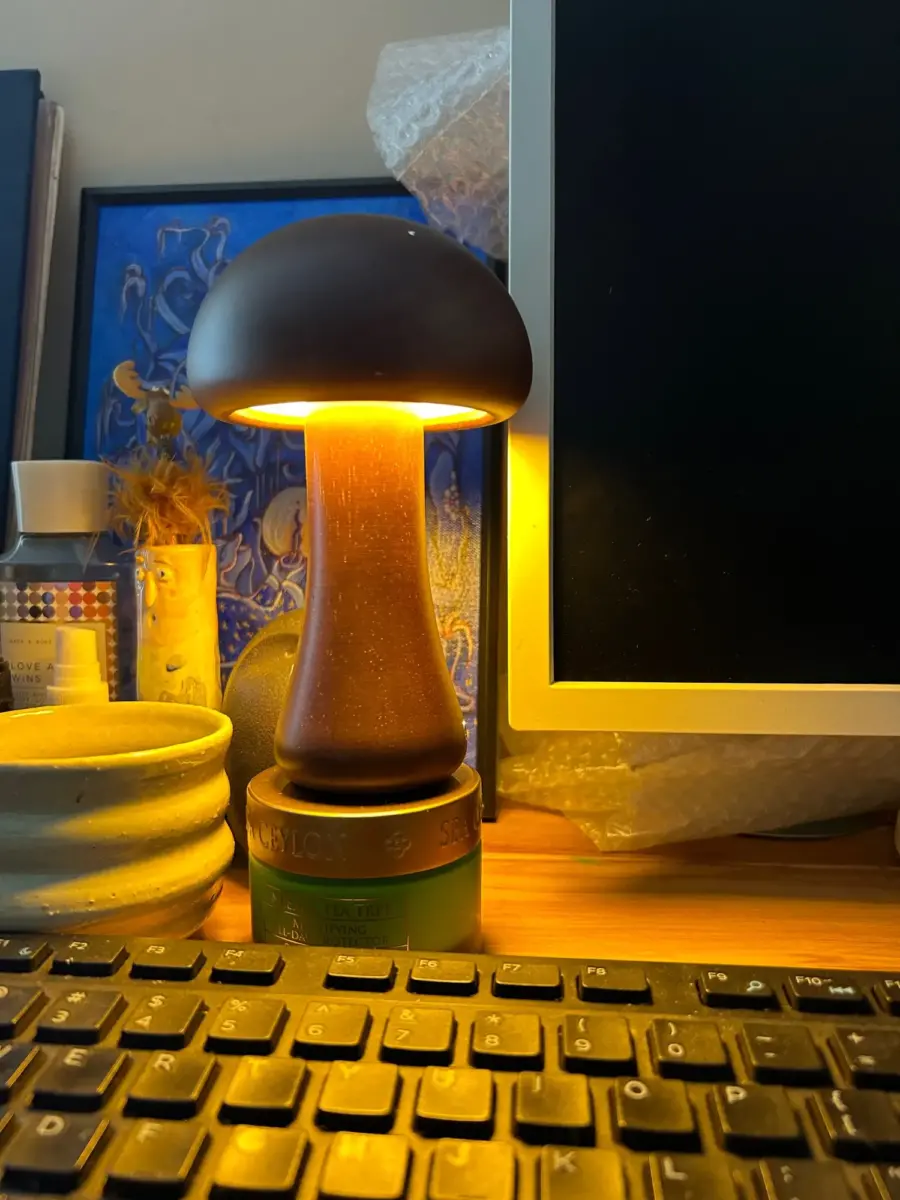 Mushroom Table Lamp, Night Light Wooden Texture photo review