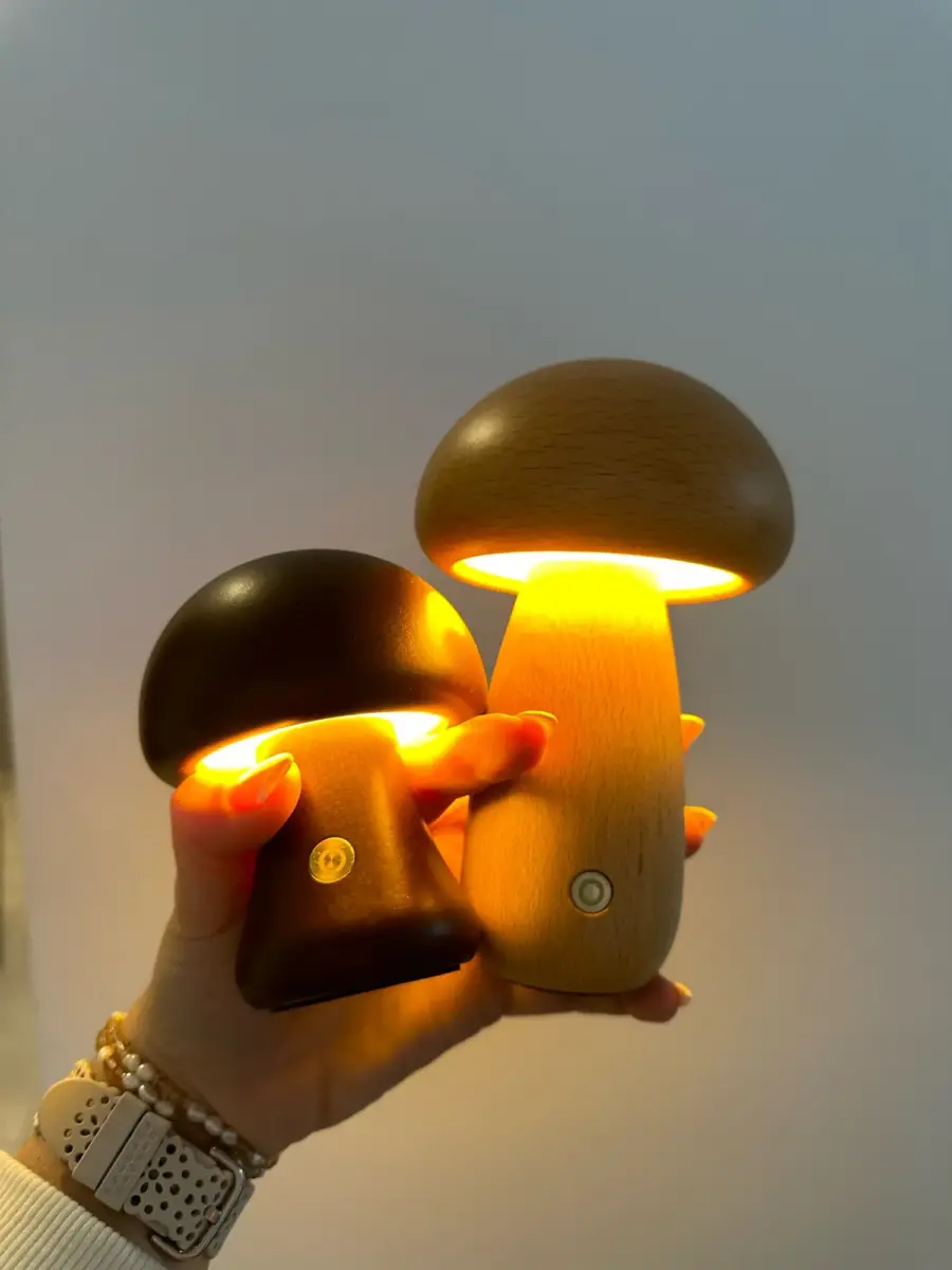 Mushroom Table Lamp, Night Light Wooden Texture photo review