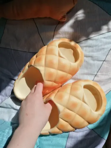 Kawaii Pineapple Bread Slippers photo review
