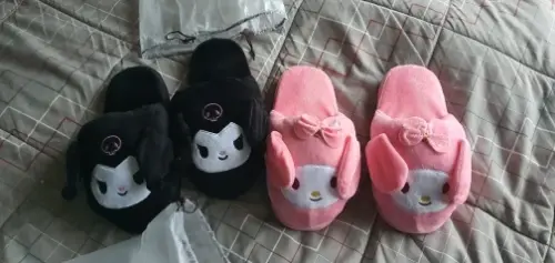 Kawaii Sanrio Characters Movable Ears Plush Slippers photo review