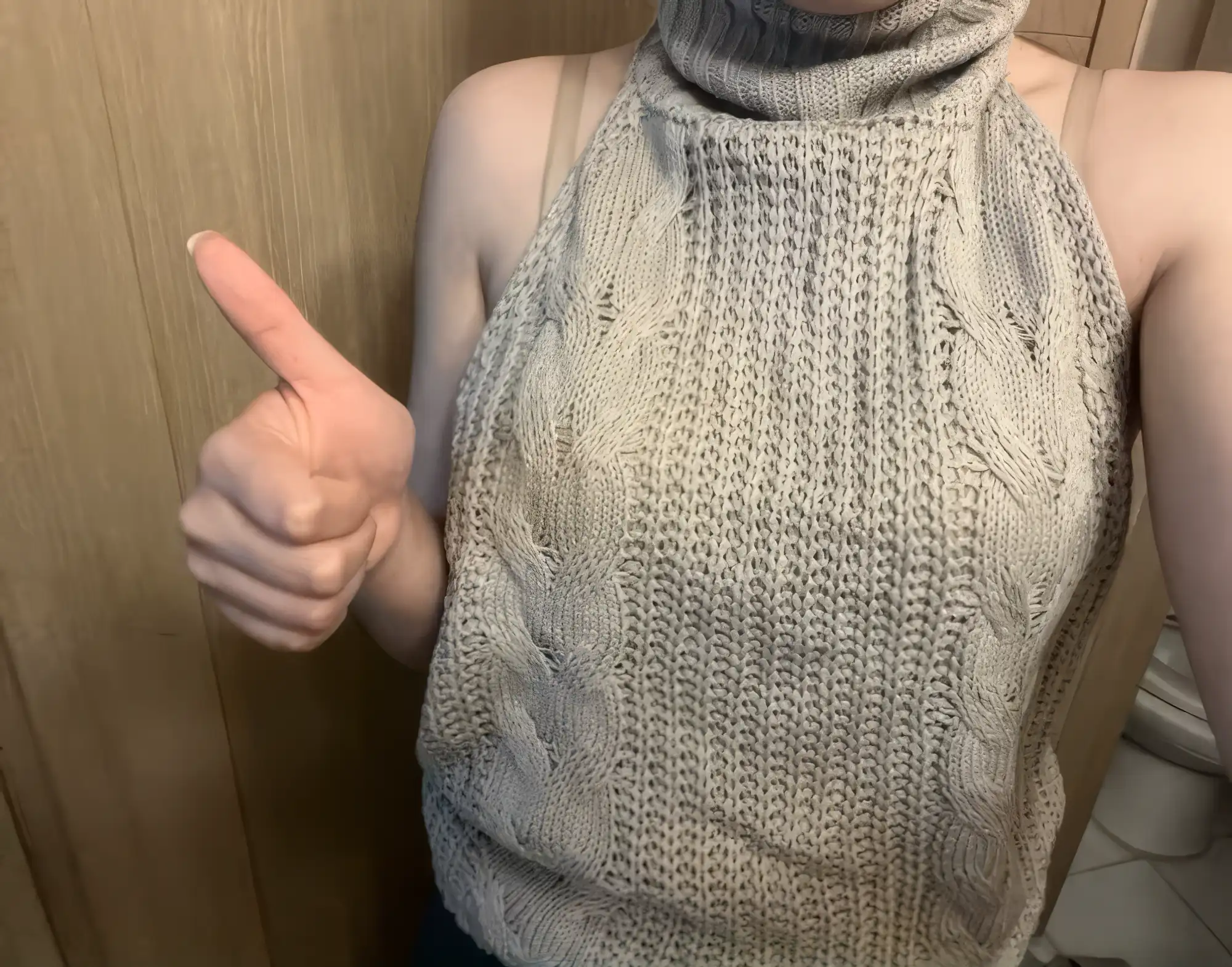 Sexy Backless Off Shoulder Knitted Virgin Killer Sweater photo review