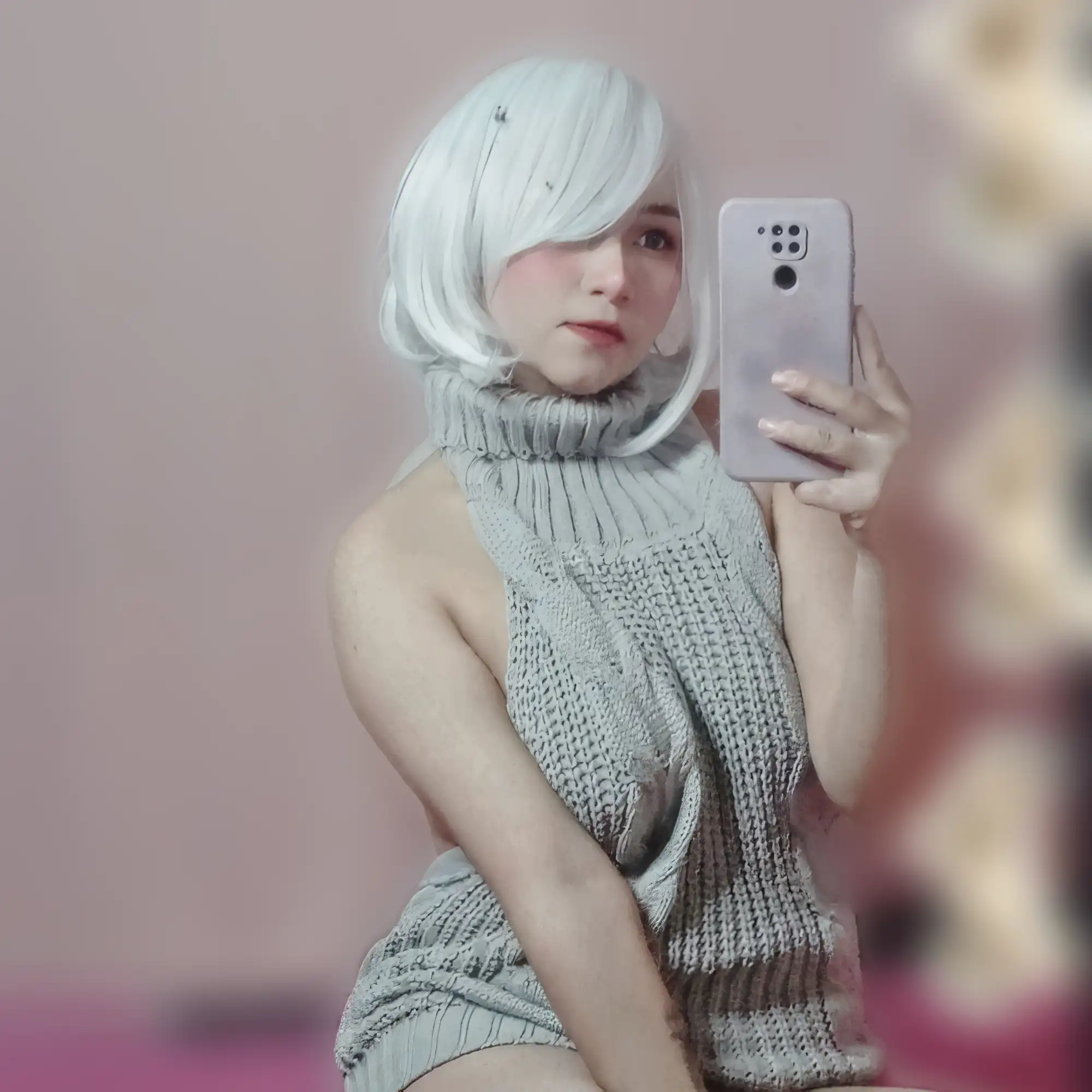 Sexy Backless Off Shoulder Knitted Virgin Killer Sweater photo review