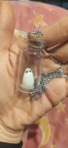 Glow In The Dark Ghost in A Bottle Pendant, Halloween Necklace photo review