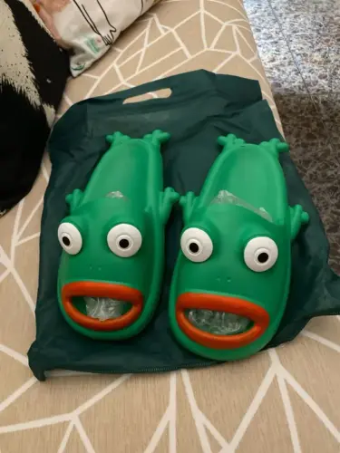 Kawaii Big Eyed Frog Slippers photo review