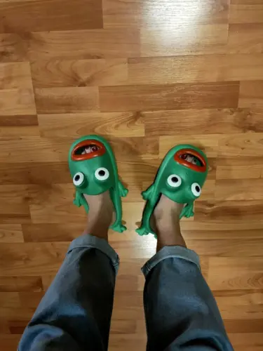 Kawaii Big Eyed Frog Slippers photo review