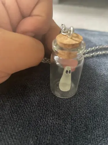 Glow In The Dark Ghost in A Bottle Pendant, Halloween Necklace photo review