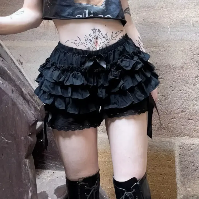 Cute Goth Pleated Mini Skirt