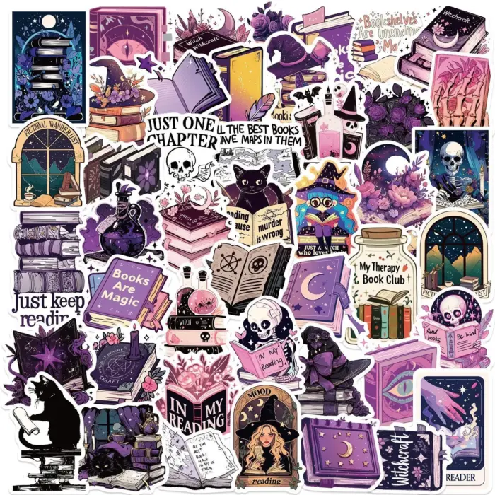 Cute Goth Witchy Book Lover Stickers 10/50Pcs