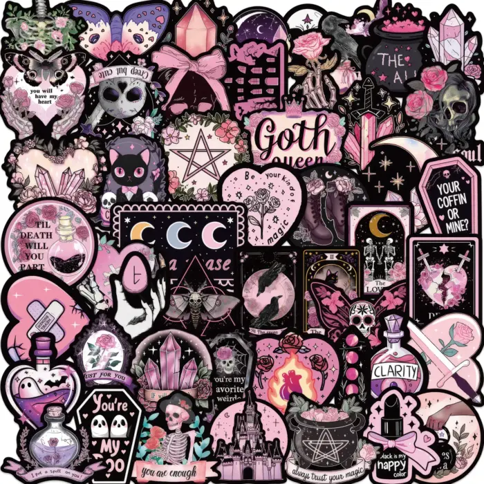 Cute Goth Romantic Style Stickers 50Pcs