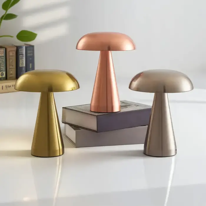 Metallic Style Rechargeable Mushroom Lamp