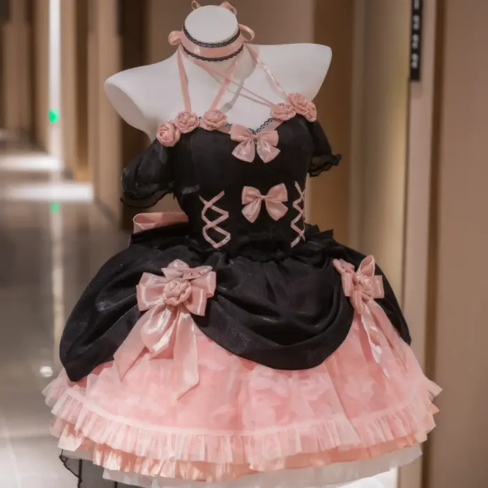 Pastel Goth Ribbon Bow Off-Shoulder Dress
