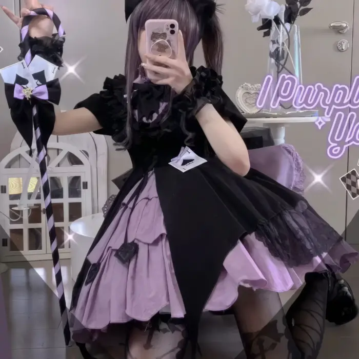 Pastel Goth Card Dealer Purple Dress
