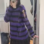 Pastel Goth Striped Purple Sweater Dress photo review