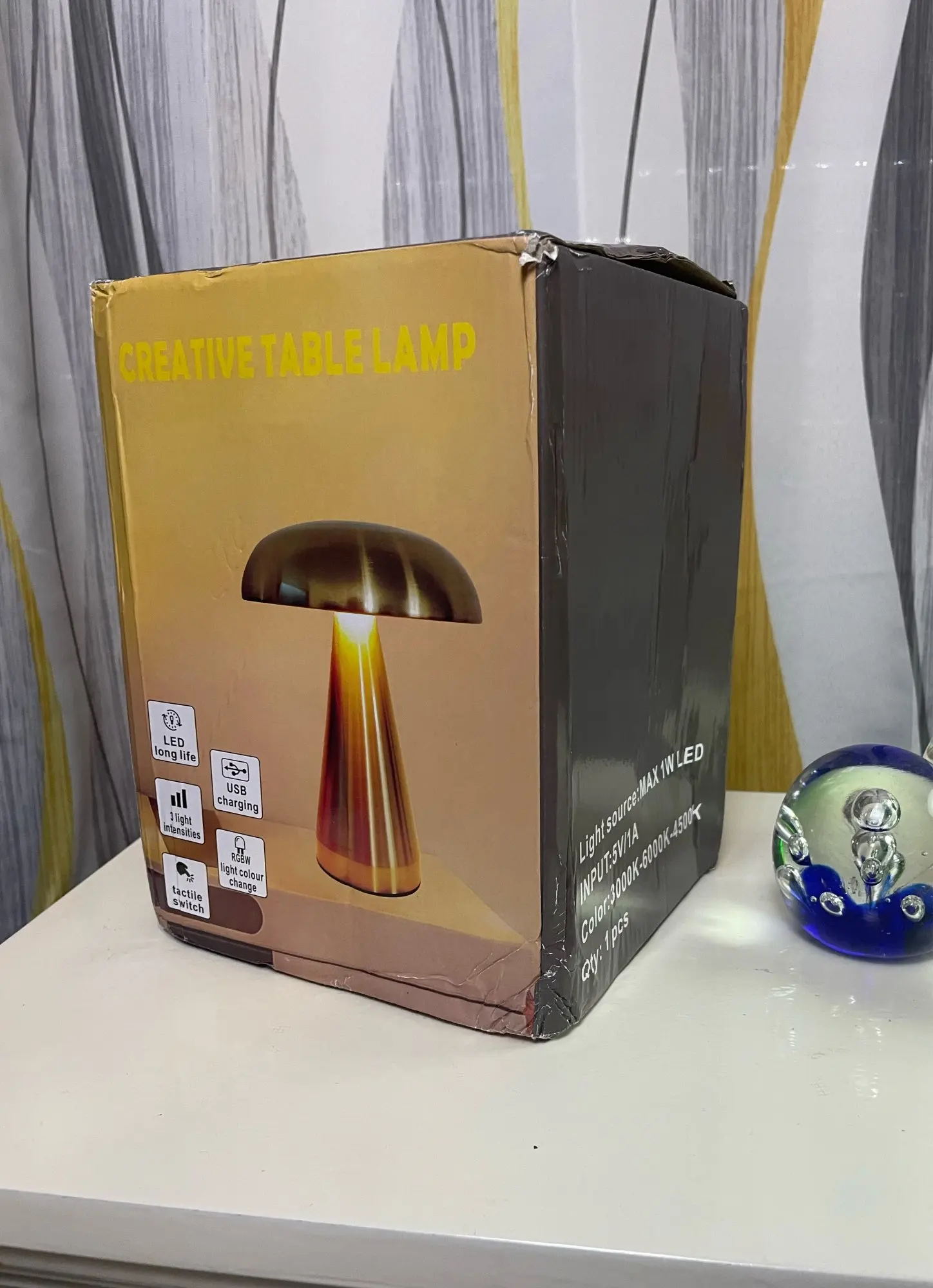 Metallic Style Rechargeable Mushroom Lamp photo review