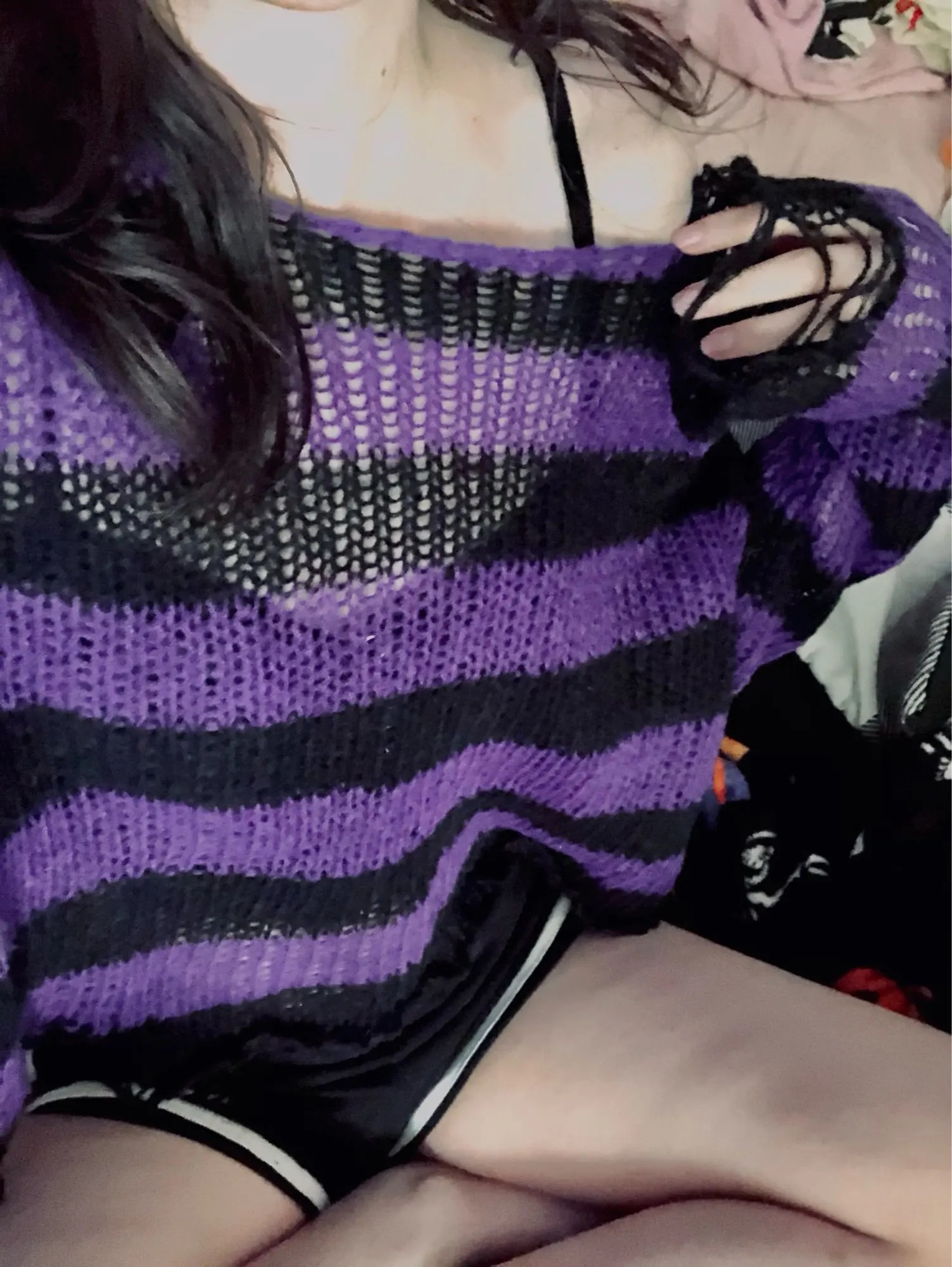 Pastel Goth Striped Purple Sweater Dress photo review
