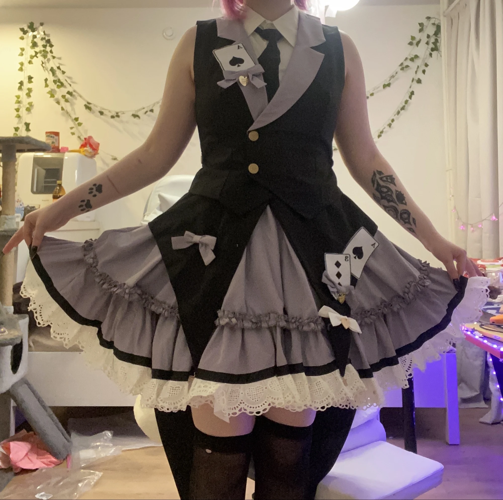 Pastel Goth Playing Cards Vintage Style Dress photo review