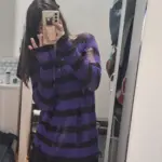 Pastel Goth Striped Purple Sweater Dress photo review