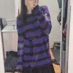 Pastel Goth Striped Purple Sweater Dress photo review