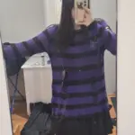 Pastel Goth Striped Purple Sweater Dress photo review