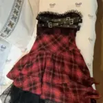 Cute Goth Red Plaid Dress photo review